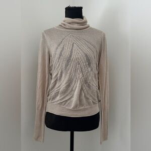 Angel Of The North - Sheer Beige Cowl Neck Sweater - S
